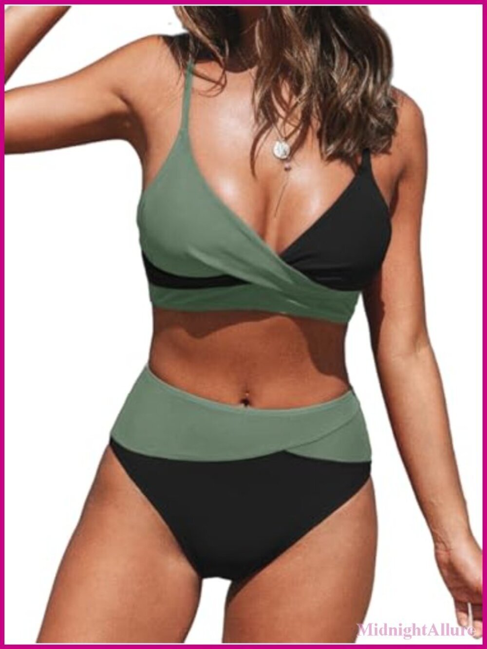 High Waisted Twist Bikini Set with Removable Padded Cups